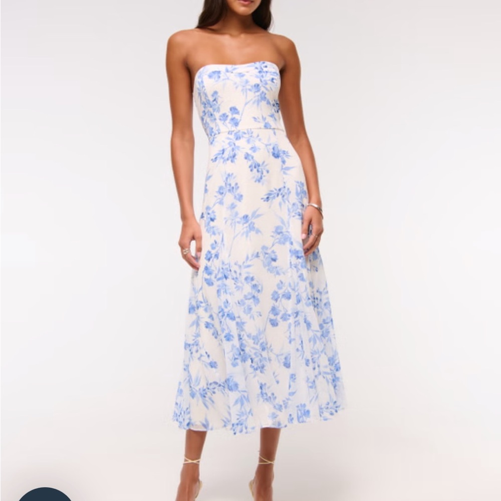 Abercrombie & Fitch Camille Strapless Godet Midi Dress Size S